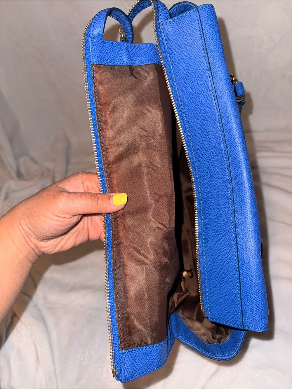 Russet Studded Leather Tote Bag with Tassel - Picture 14 of 16